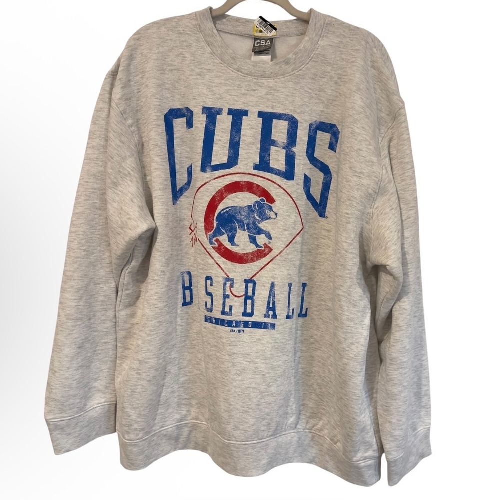 CSA Chicago Cubs MLB Baseball Crewneck Sweatshirt Heather Grey 2XL Vintage Style